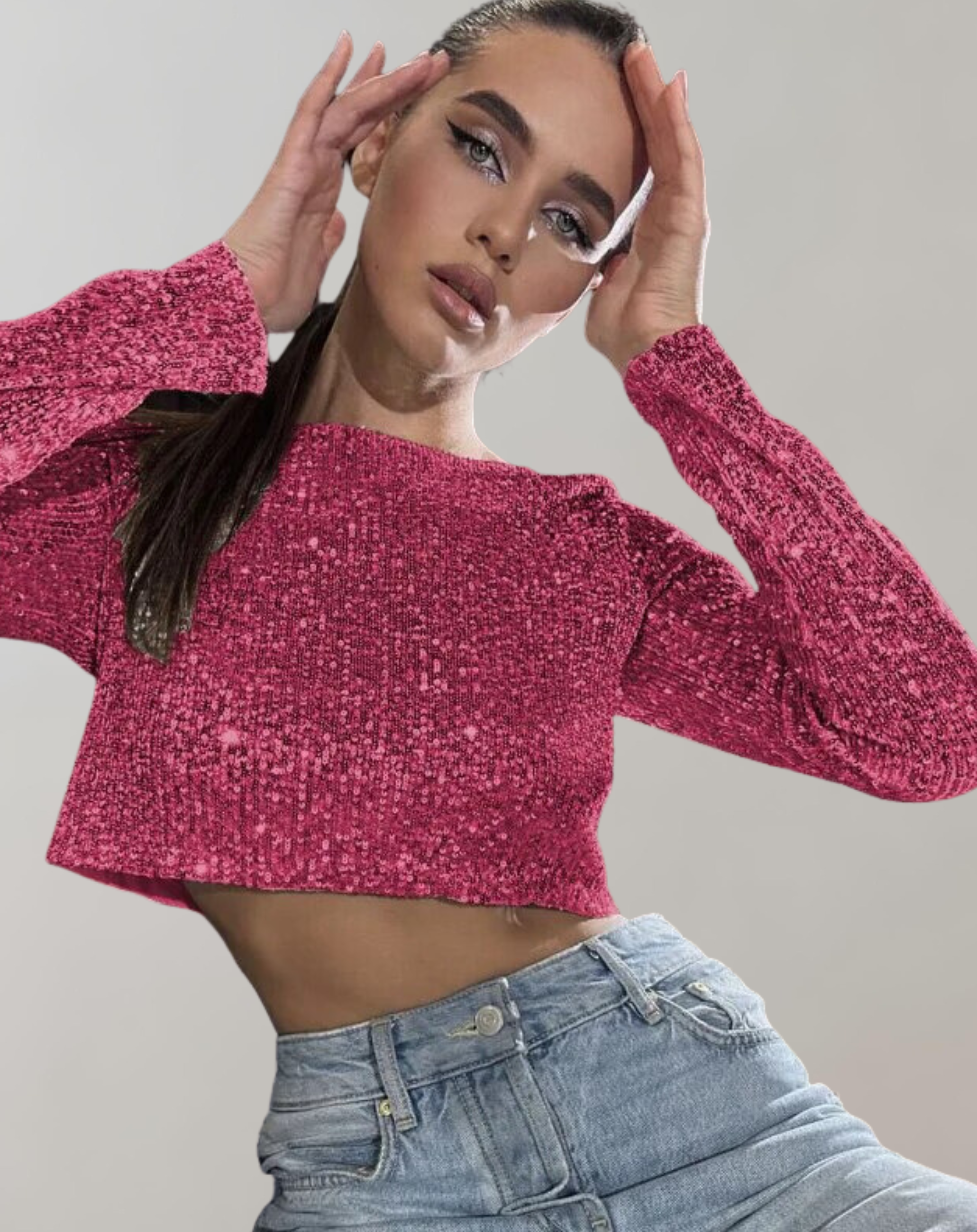 Women's Sparkling Sequin Cropped Top