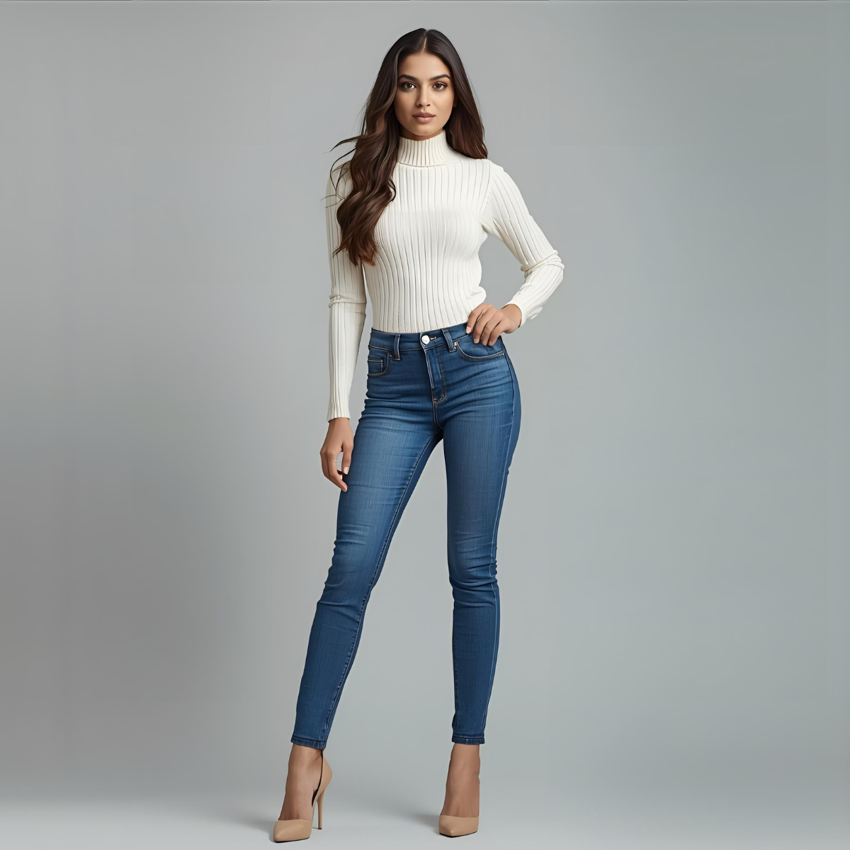 LUMINARA | White Knitwear Turtleneck Sweater