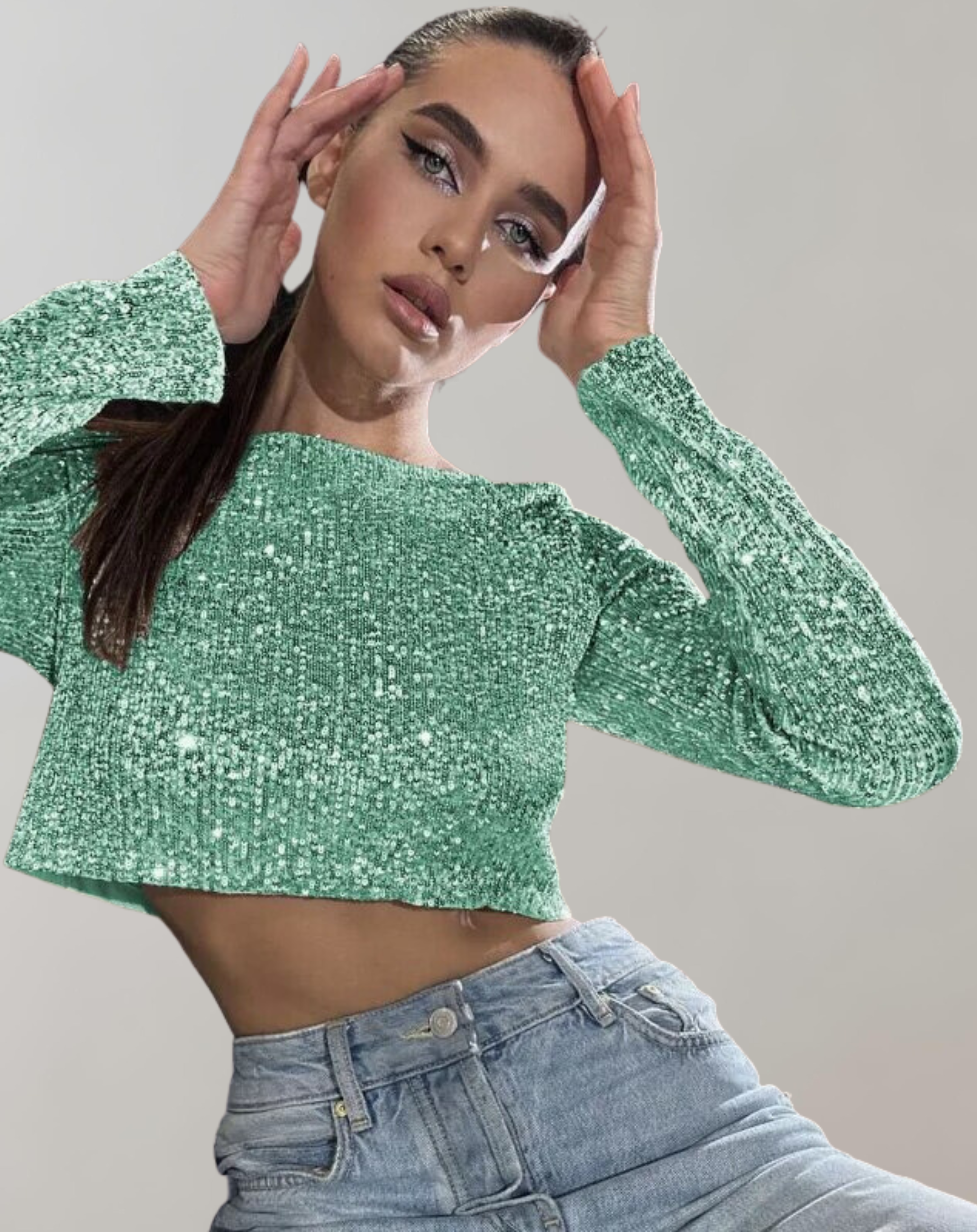 Women's Sparkling Sequin Cropped Top