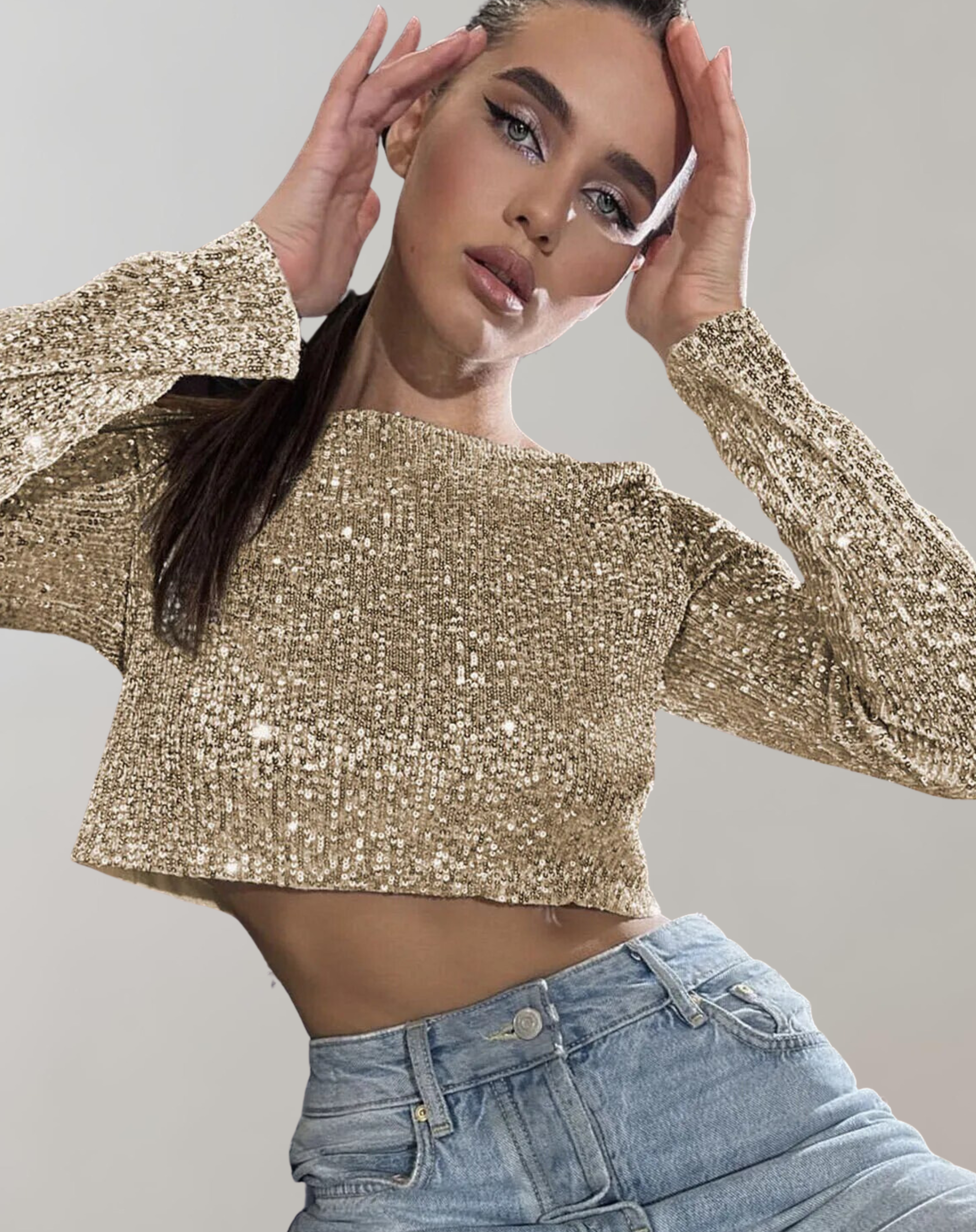 Women's Sparkling Sequin Cropped Top