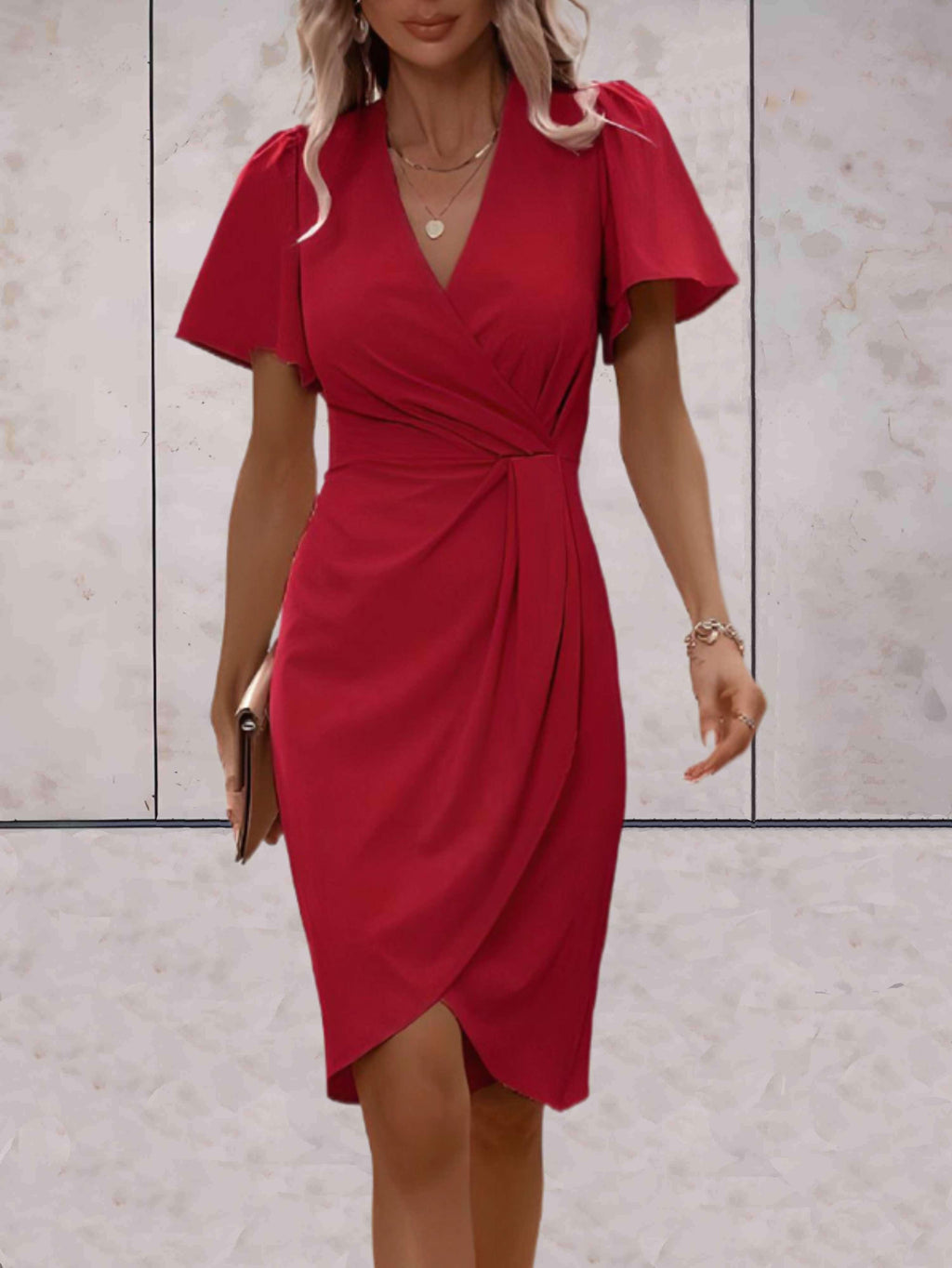Stylish Short Sleeve Wrap Dress