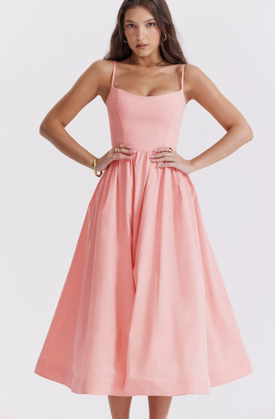 Stylish Midi Dress with Sophisticated Back Lacing Detail