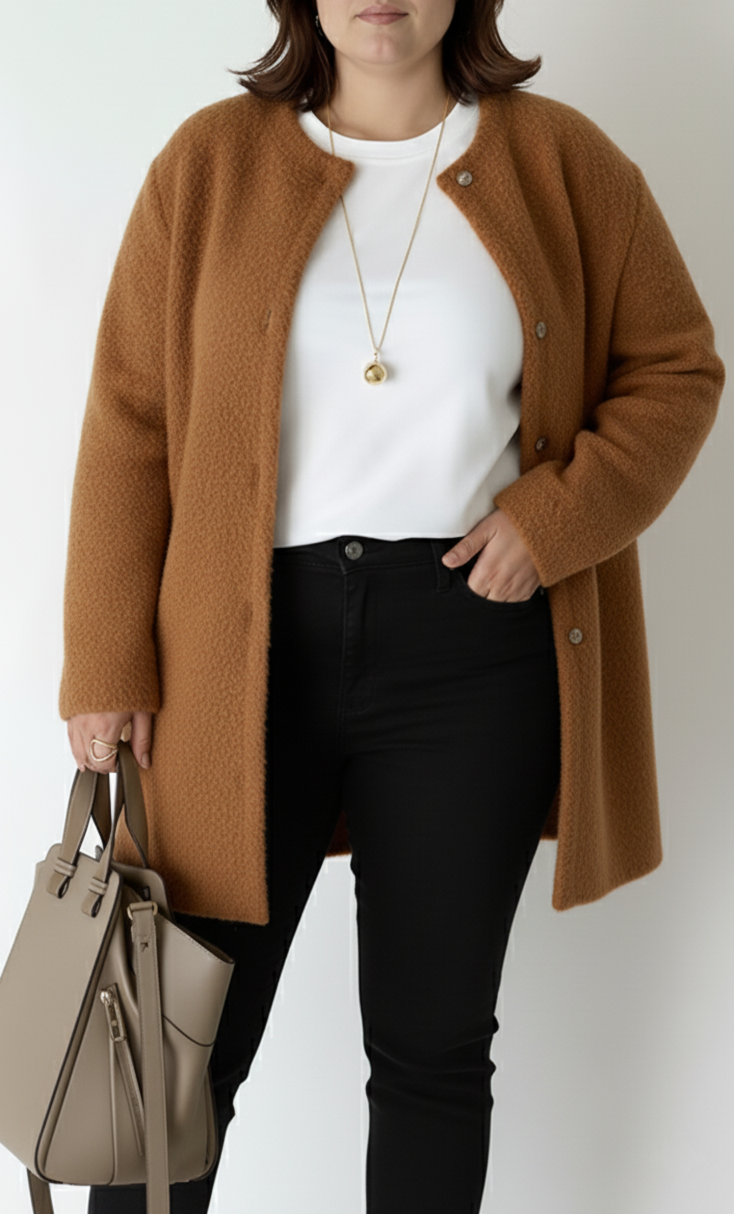 Stylish Plus Size Relaxed Knit Cardigan for Women