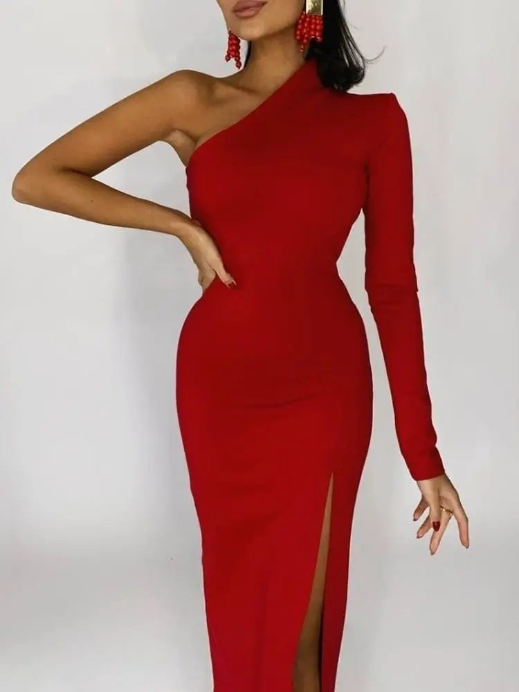 Stylish One-Shoulder Elegant Gown