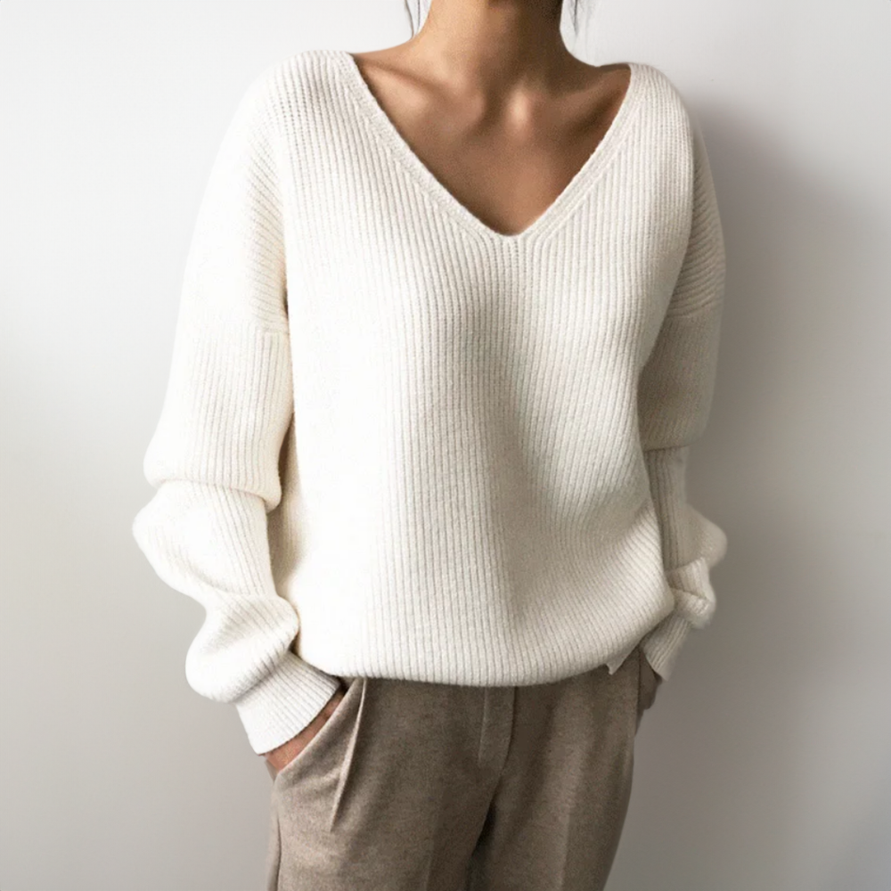 Warm and Stylish V-Neck Knit Pullover