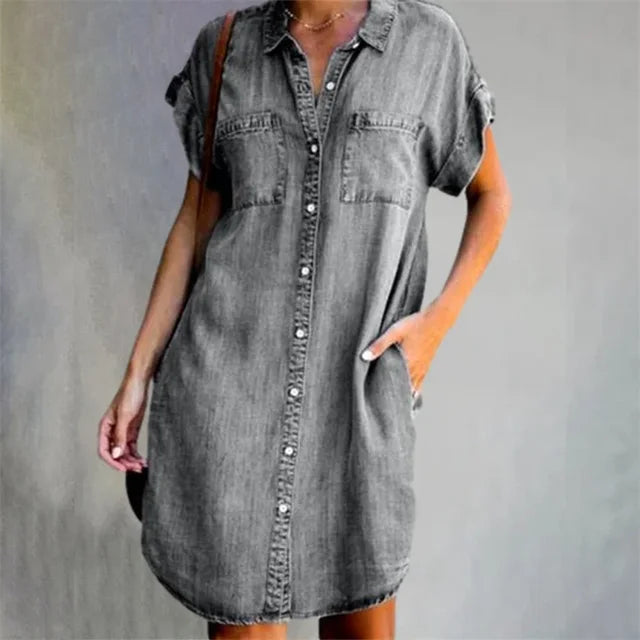 Summer Breeze Collection: Dagen Denim Dress" could be rewritten as "Dagen Denim Dress from the Summer Breeze Collection.