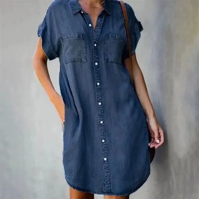Summer Breeze Collection: Dagen Denim Dress" could be rewritten as "Dagen Denim Dress from the Summer Breeze Collection.