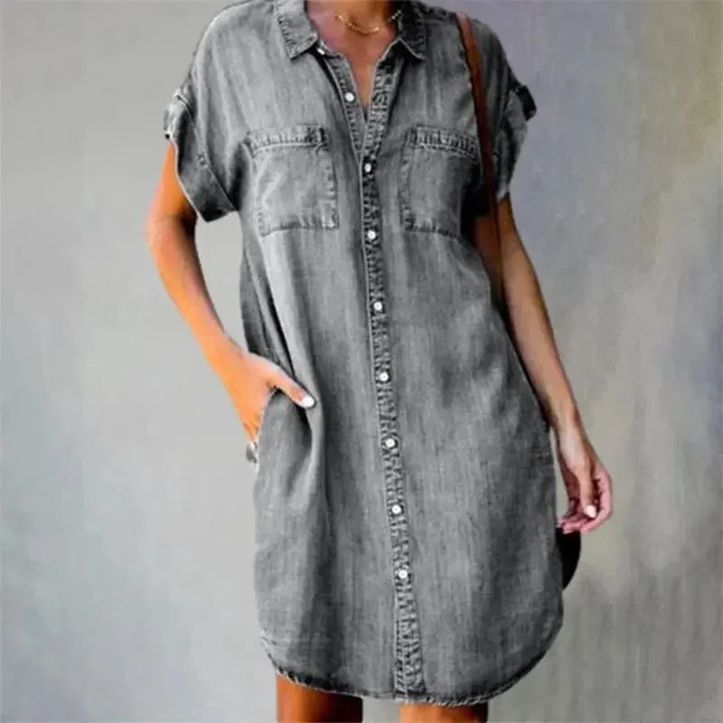 Summer Breeze Collection: Dagen Denim Dress" could be rewritten as "Dagen Denim Dress from the Summer Breeze Collection.