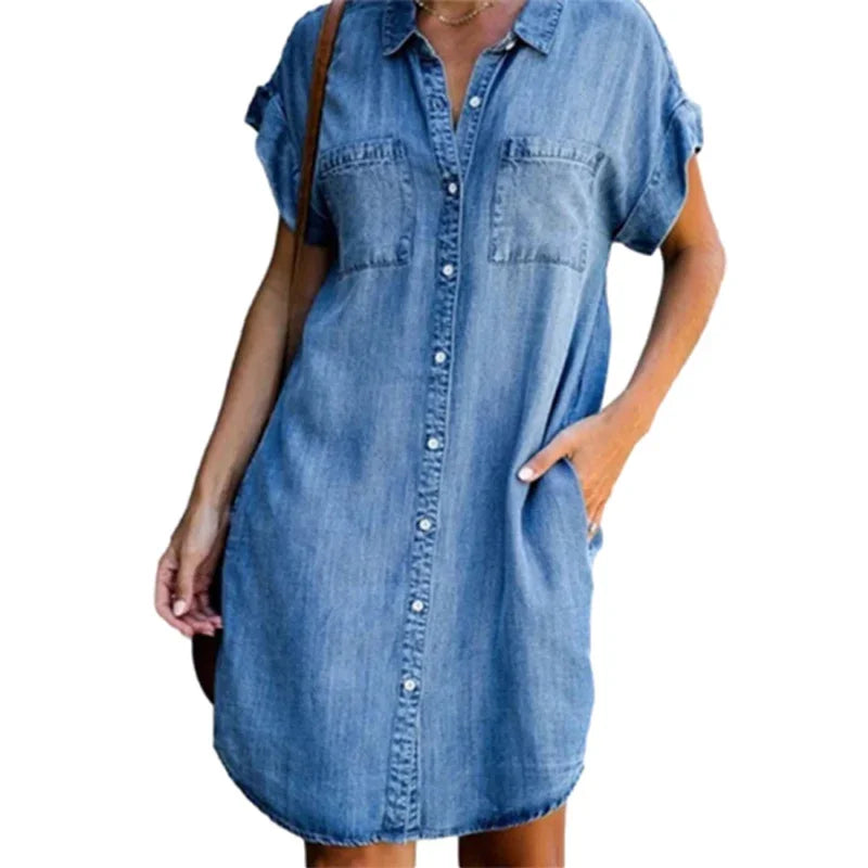 Summer Breeze Collection: Dagen Denim Dress" could be rewritten as "Dagen Denim Dress from the Summer Breeze Collection.