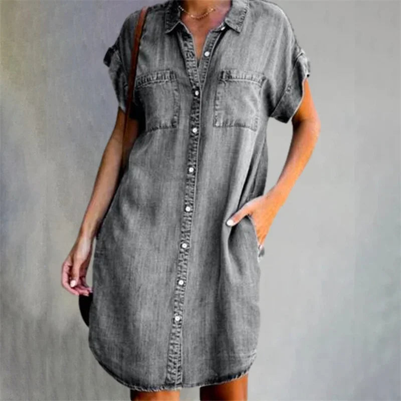 Summer Breeze Collection: Dagen Denim Dress" could be rewritten as "Dagen Denim Dress from the Summer Breeze Collection.