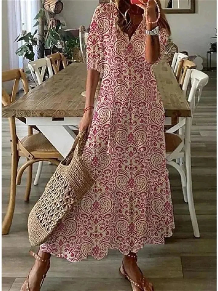 Chic Floral V-Neck Maxi Dress
