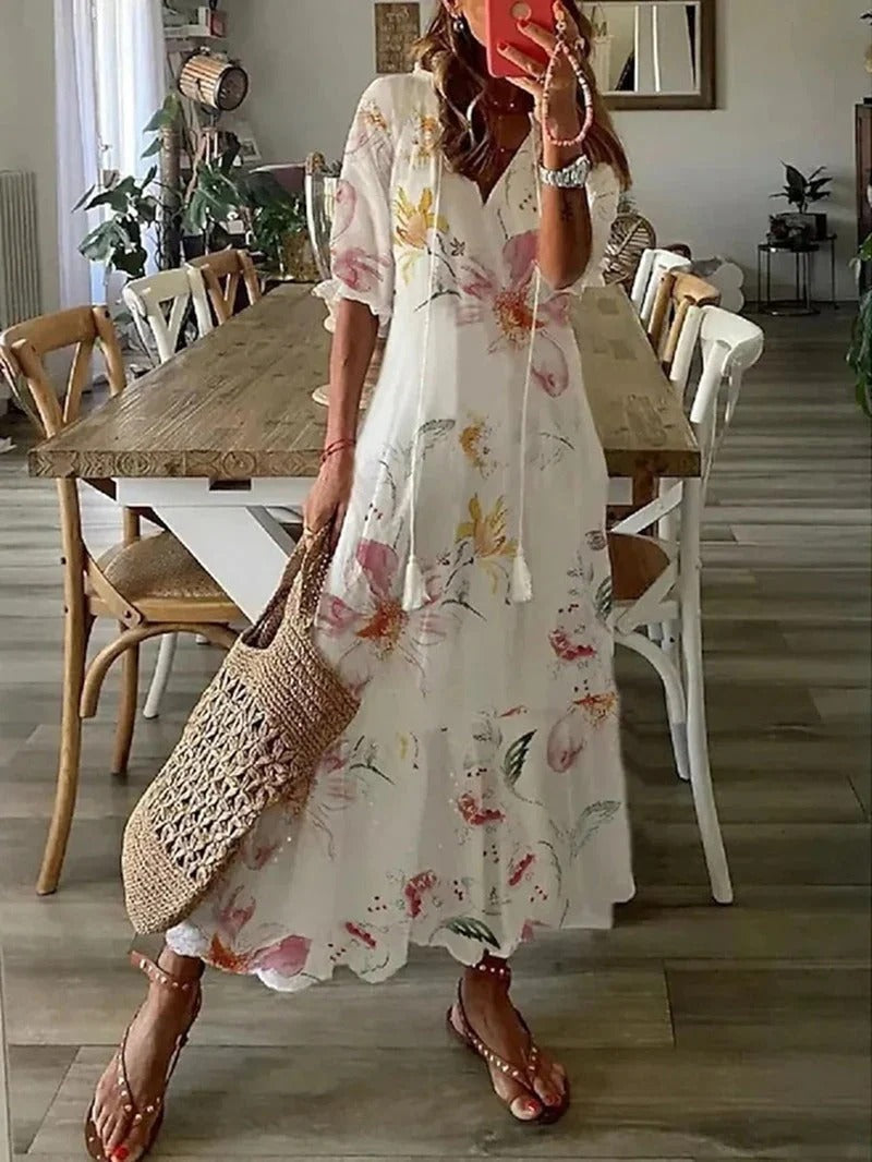 Boho-Chic Natural Fabric Dress