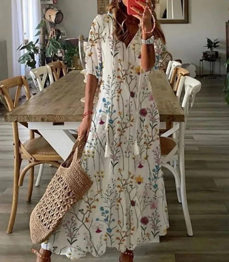 Boho-Chic Natural Fabric Dress